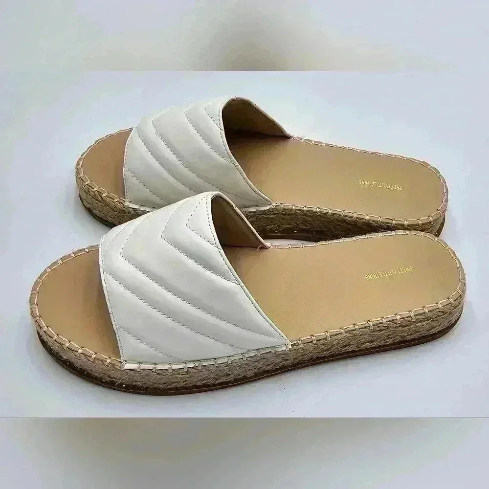 Pretty Little Thing Womens Size 7 White Quilted Flatform Shoes